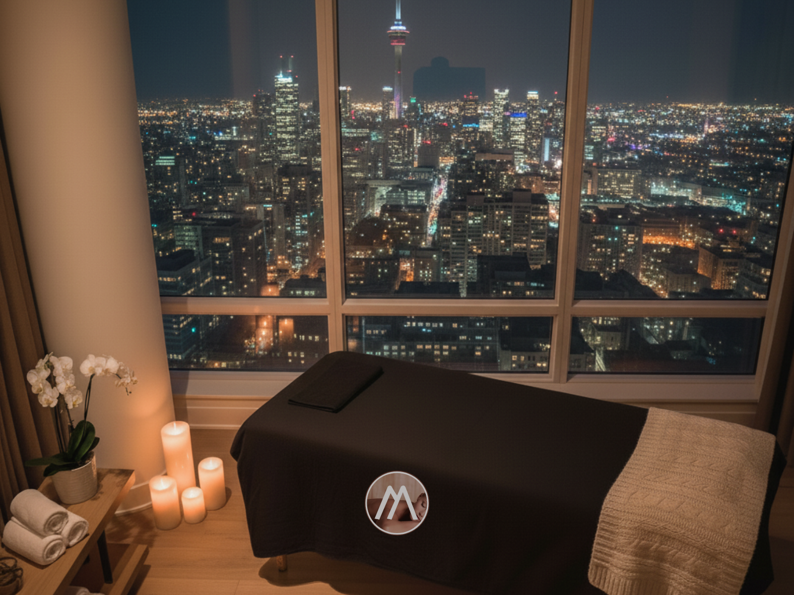 Licensed massage therapist delivering mobile table massage in Red Deer, AB